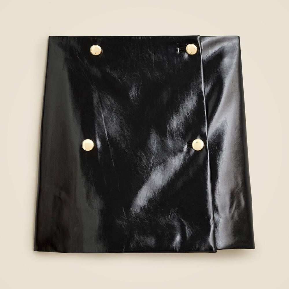 NWOT J. Crew Collection mini wrap skirt in faux patent leather